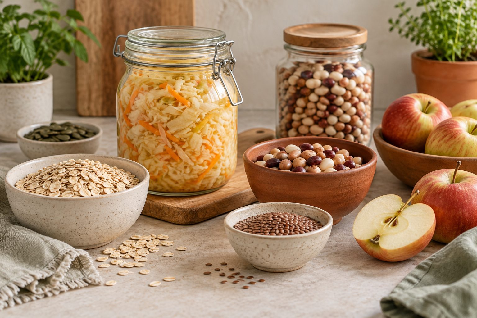 Fermented foods and fibre rich ingredients